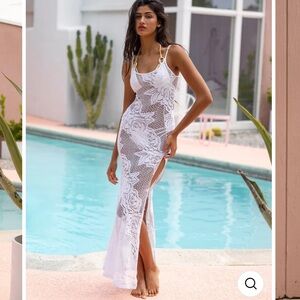 Beach Bunny White Crochet Lace Maxi Swim Coverup NWT